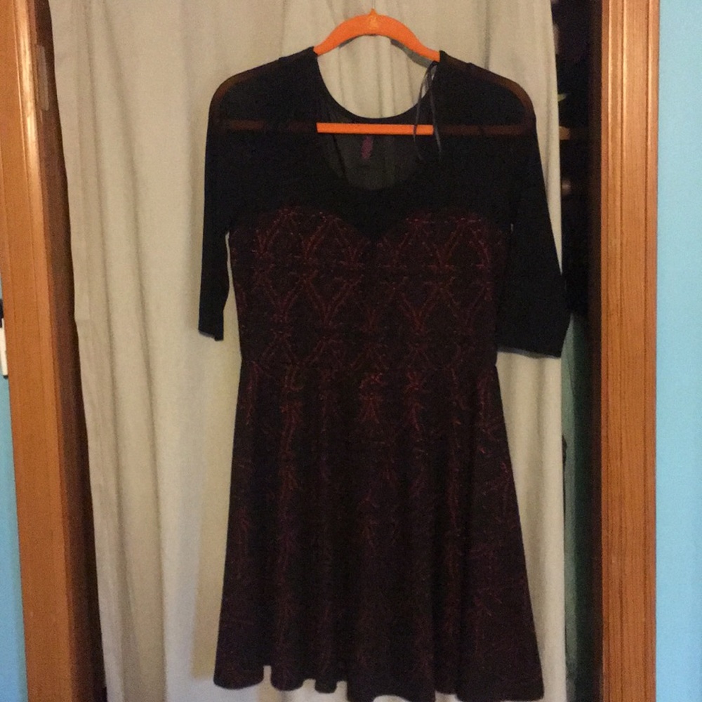 Black and red mesh top dress
